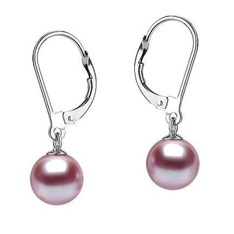 Dormeuses or perles de culture d'eau douce lavandes 8/8.5mm - Or blanc