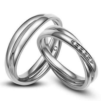 Duo d'alliances 2 anneaux Platine - Diamants | Marthe & Orli
