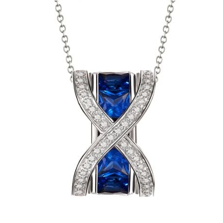 Pendentif sens de nos vies. En diamants, saphirs et or blanc