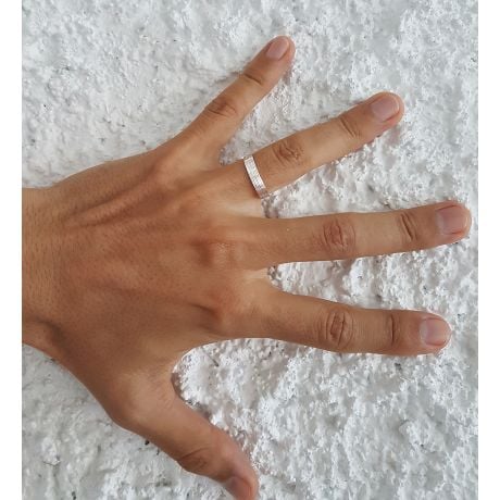 Alliance homme striée - Platine | Une vie avec toi