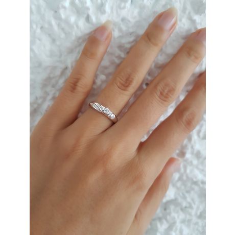 Alliance Femme solitaire diamants - Bague moderne Platine | Éclat glacé