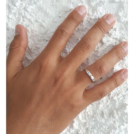 Alliance moderne Homme en Or blanc et Diamant | Ovidio
