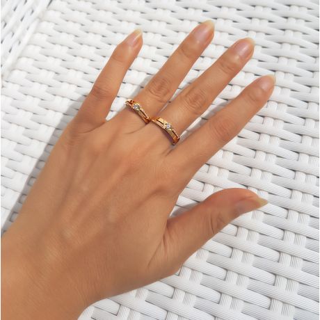 Alliances Duo solitaires diamants - Alliances modernes Or jaune 18cts