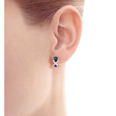 Boucles Oreilles sens de nos vies. En saphirs, diamants et Or jaune