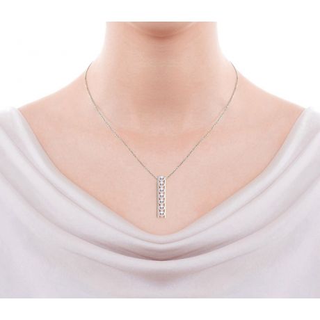 Pendentif 9 perles Akoya et or blanc. Disposition rail. Tsukushi