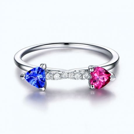 Bague croisée des chemins. Or blanc et saphirs