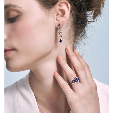 Bague Mère Nature - Saphir bleu - Or jaune, diamant