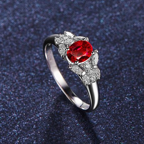 Bague Fiancaille Carlita Rubis Diamants Or Blanc 