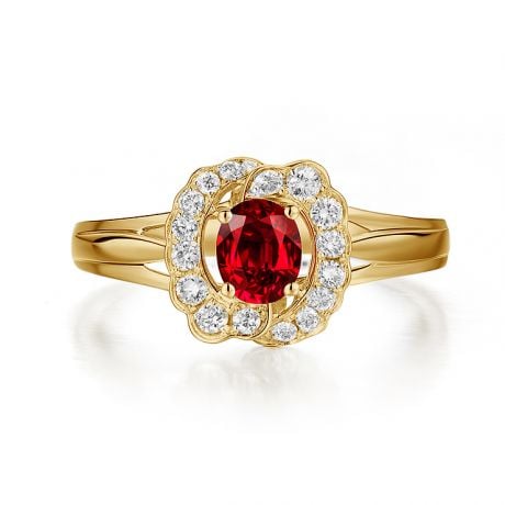 Bague Fiancaille Rubis Or Jaune Mulan