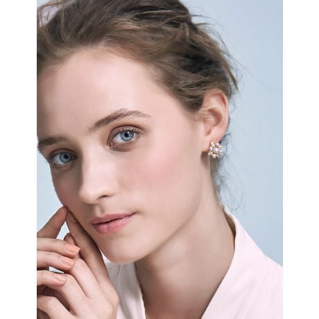 Boucles Oreilles Voyage stellaire. Or jaune Perle Akoya 