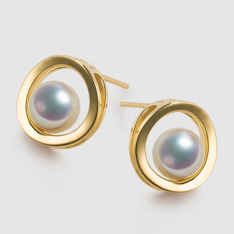 Boucle d oreille perle Akoya - Himiko - Perle du Japon, Or jaune