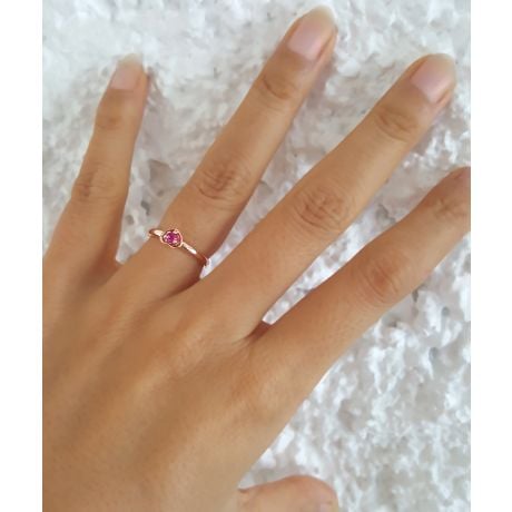 Bague rubis et or rose - Monture coeur