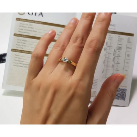 Bague solitaire or jaune - Diamant 0.30ct