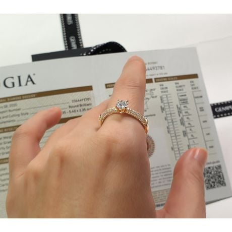 Solitaire Bambou Prestige - Bague en Or Jaune & Diamants 0.93ct | Gemperles