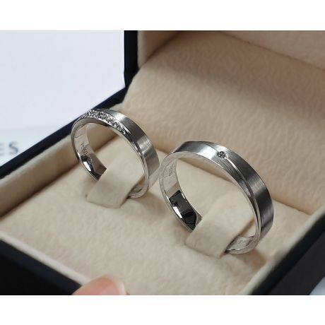 Alliances Duo Sillage Amoureux Platine et Diamants | Gemperles