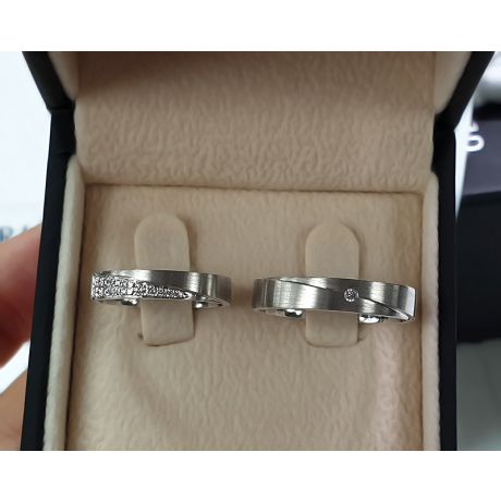 Alliances Duo Sillage Amoureux en Or Blanc et Diamants | Gemperles