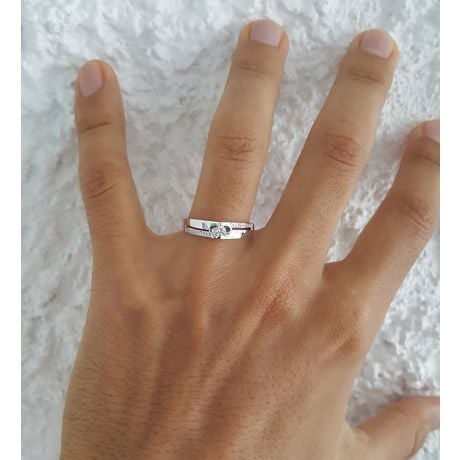 Alliance Homme solitaire diamants - Alliance moderne Platine