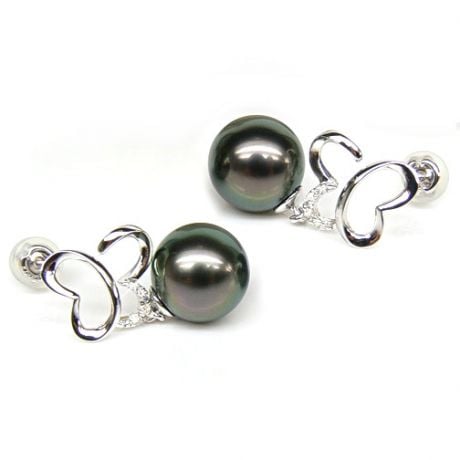 Boucles d'oreilles ailes de papillons - Perles de Tahiti - Or blanc