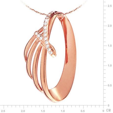 Pendentif contemporain océan et forme écailleuse - Or rose, diamants