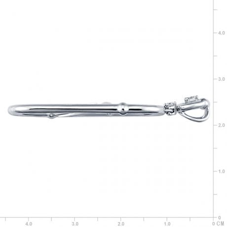 Pendentif végétal raffiné - Bambou incurvé or blanc - Diamants 0.20ct