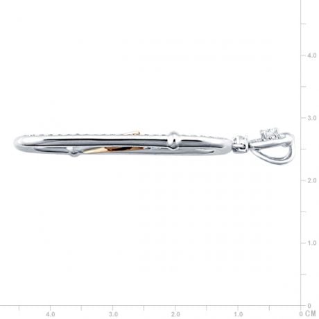 Pendentif bambou majestueux - 2 ors blanc et jaune - Diamants 0.50ct