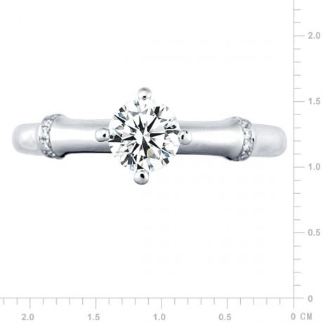 Bague Solitaire Bambou Végétal - Or Blanc & Diamants 0.54ct | Gemperles