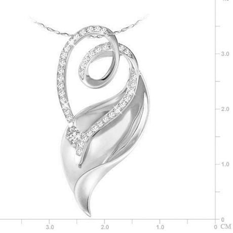 Pendentif diamants or blanc - Style sinueux