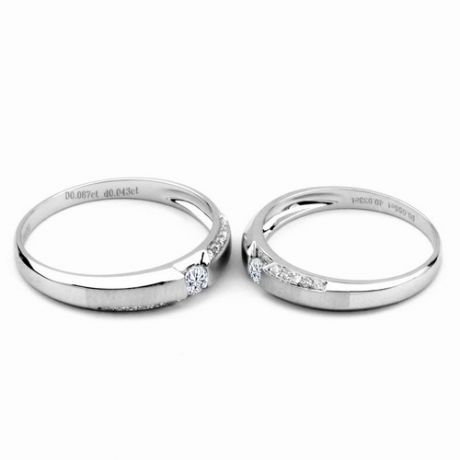 Achat alliances mariage - Alliances Solitaires Duo - Platine, diamants