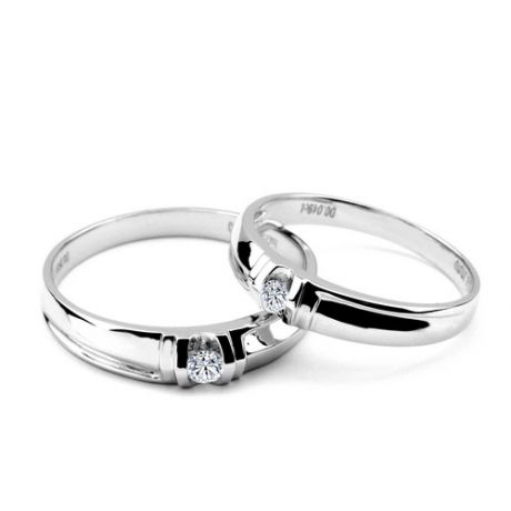 Alliances solitaires sophistiqués. Alliances duo. Platine, Diamants | Constance & Schubert