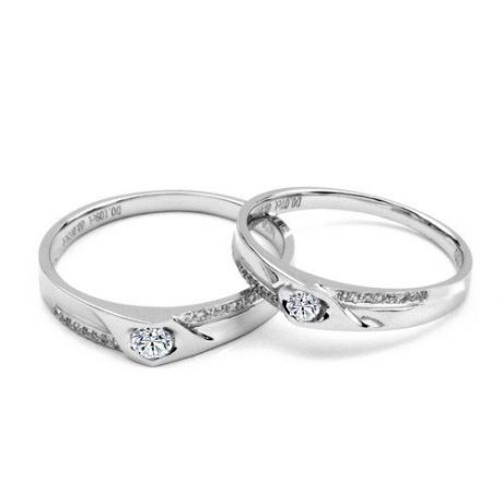 Alliances Duo solitaires diamants - Alliances modernes Platine