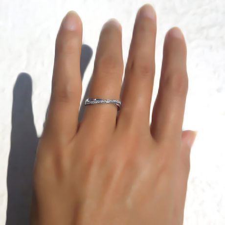 Alliance ondulée or blanc - Alliance femme avec diamants | Métis