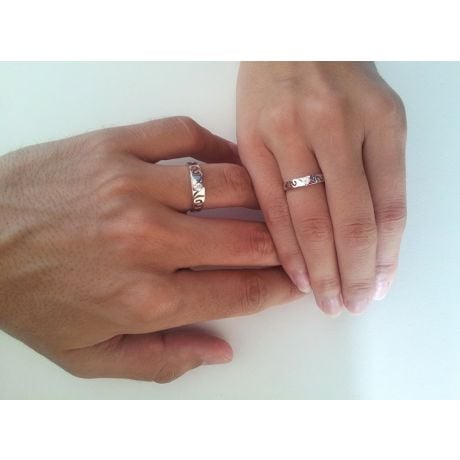 Mon alliance de mariage - Alliance originale or blanc, diamant - Homme