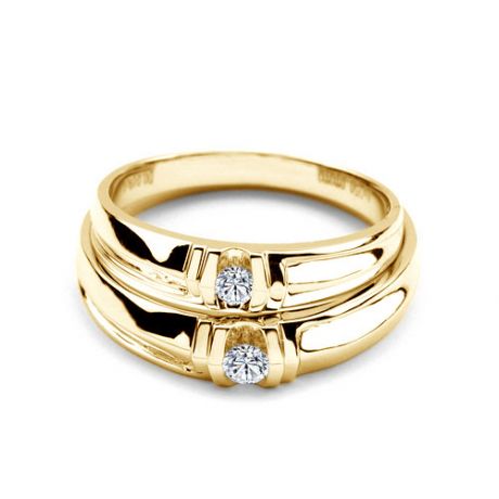 Alliances solitaires sophistiqués. Alliances duo. Or jaune, Diamants | Constance & Schubert