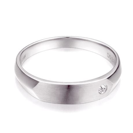 Alliance homme taillée biseau - Platine  brossé et poli - Diamant | Karasek