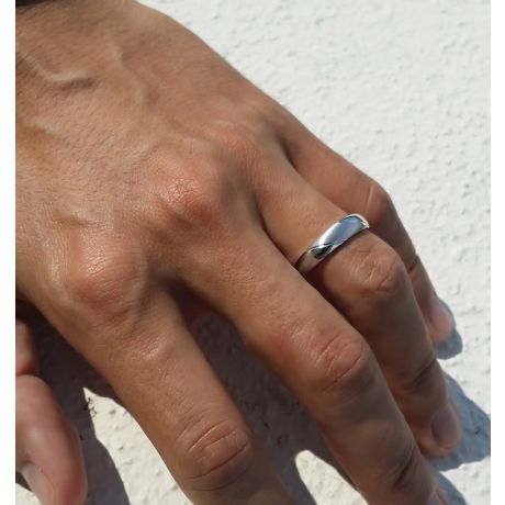 Alliance biseautée homme - Platine - diamant serti clos | Autour de moi