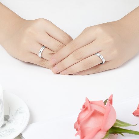 Alliances Couple - Or blanc - Diamants