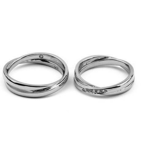 Duo d'alliances 2 anneaux or blanc - Diamants | Marthe & Orli
