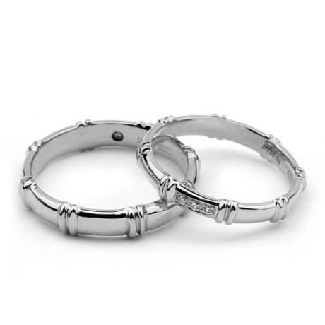 Alliances platine - Alliances diamants pour couple | Bambou platine