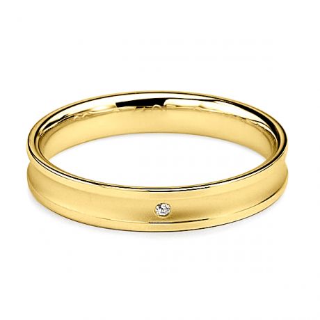 Alliance Femme en or jaune et diamant - Incurvation précieuse