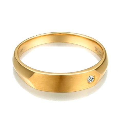 Alliance biseautée homme. Or jaune, diamant serti clos | Karasek