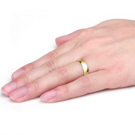 Alliance homme - Lignes fluides or jaune - Polie, brossée