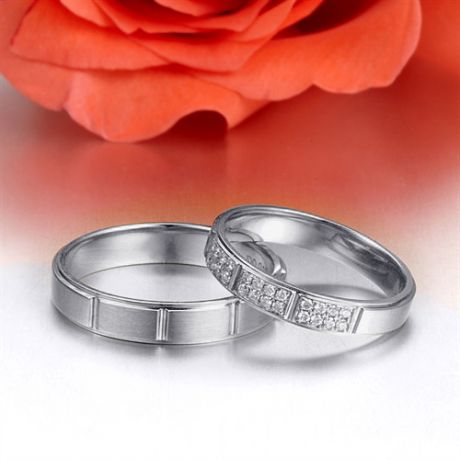 Alliances Couple -  Platine - Diamants
