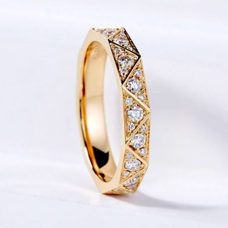 Alliance Triangulaire en Or Jaune 18 Carats & Diamant