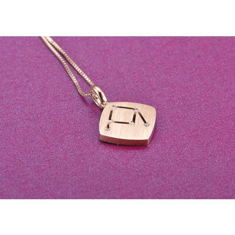 Pendentif constellation zodiacale - Signe de la balance - Or rose