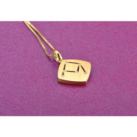 Pendentif constellation zodiacale - Signe de la balance - Or jaune