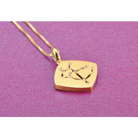 Pendentif zodiaque - Constellation sagittaire - Or jaune, diamants