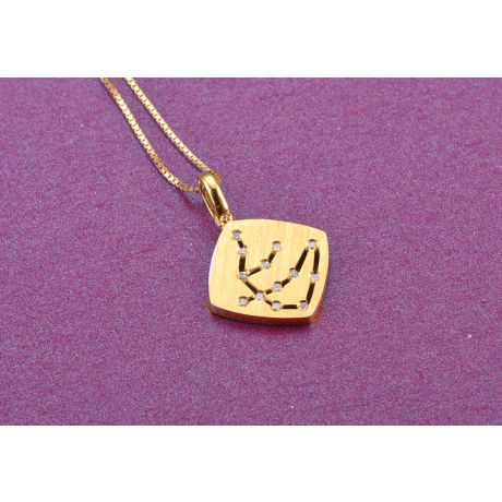 Pendentif signe du zodiaque - Constellation verseau - Or jaune