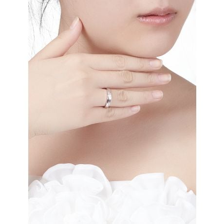 Alliance diamant sertissage demi clos - Métal or blanc 18cts - Femme