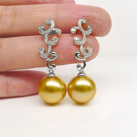 Boucles d'oreilles pétales dorés - Perles d'Australie or blanc