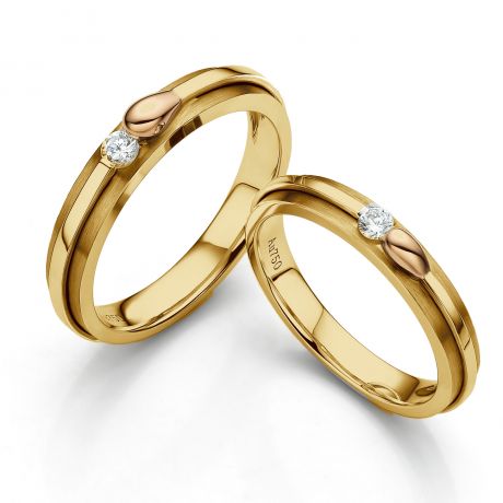 Alliance 2 ors - Diamants 0.15ct or jaune et rose